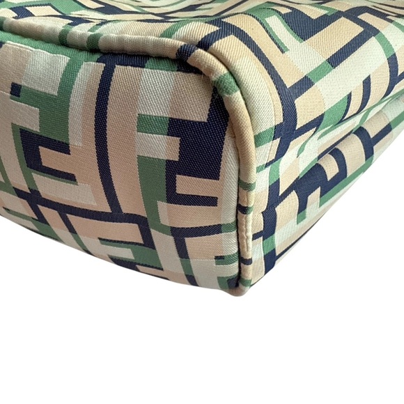 FENDI Authentic Zucca Multi-Color Canvas Tote Bag Navy Green Tan - Picture 6 of 13